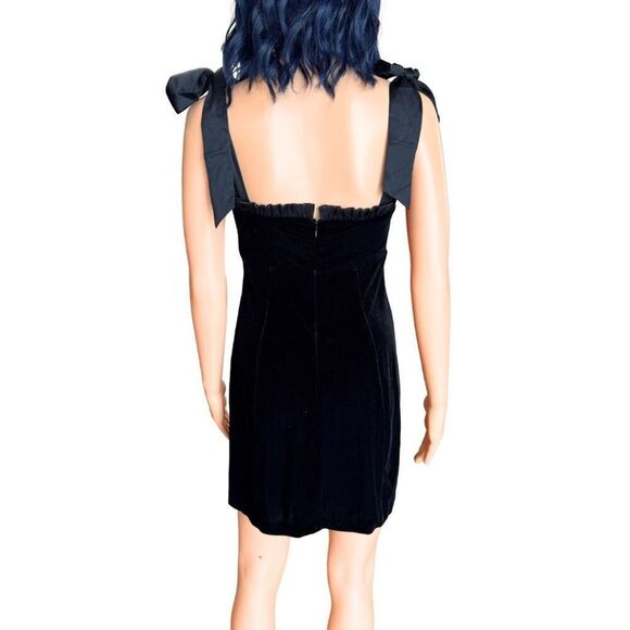 NWT Danielle Bernstein Black Velvet Tie Mini Dress - Picture 5 of 7